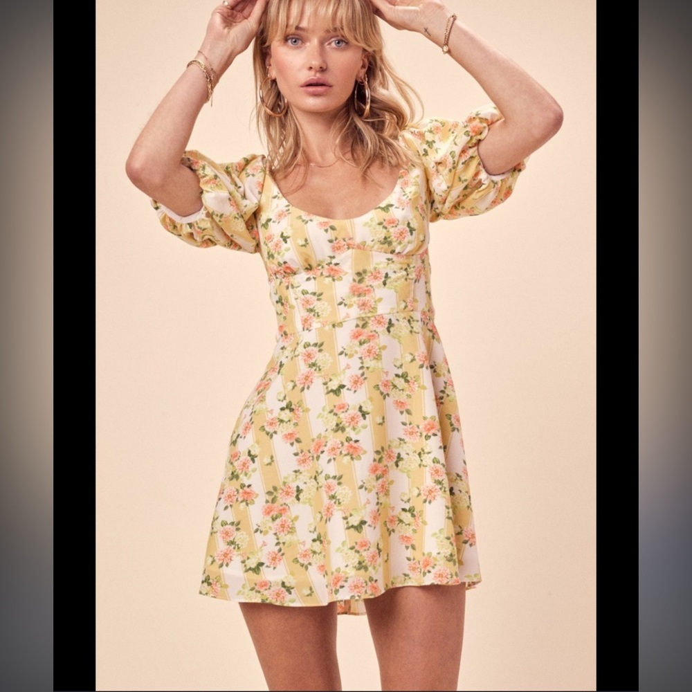 For Love & Lemons Atlanta Mini Dress in Buttercream NWT Size XS